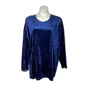 Fashion code USA blue velvet long sleeve shirt size large